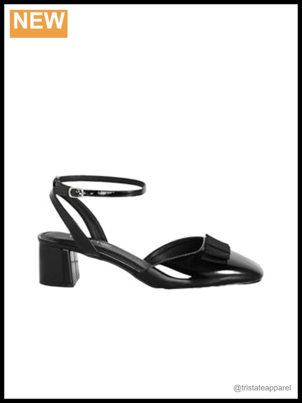 City Chic Wide Fit Aria Block Heel Faux Leather Square Toe Pump